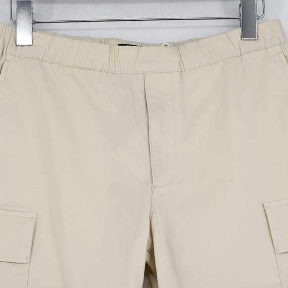 Theory Men's Muslin Cargo Shorts Elastic Waist Drawstring Regular Fit Poplin S - Picture 6 of 10